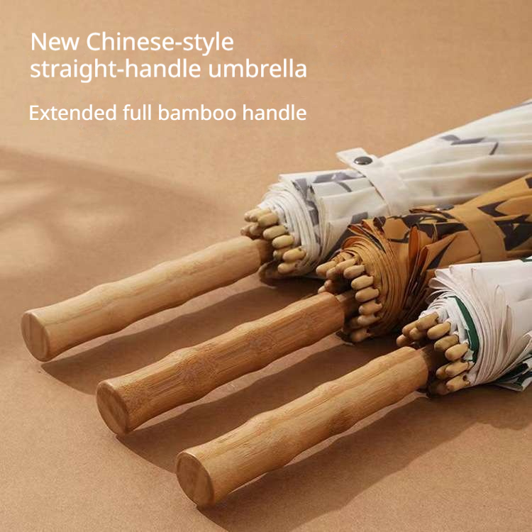 Golf Umbrella Large - 빈티지 스타일의 중국풍 대형 대나무 우산,