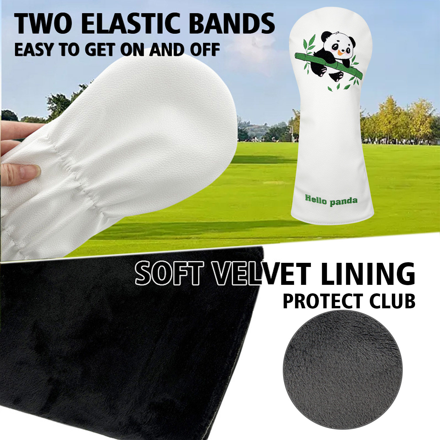 빈티지 스타일의 PU 가죽 소재에 귀여운 판다 자수가  - Golf Driver 리뷰 및 가격